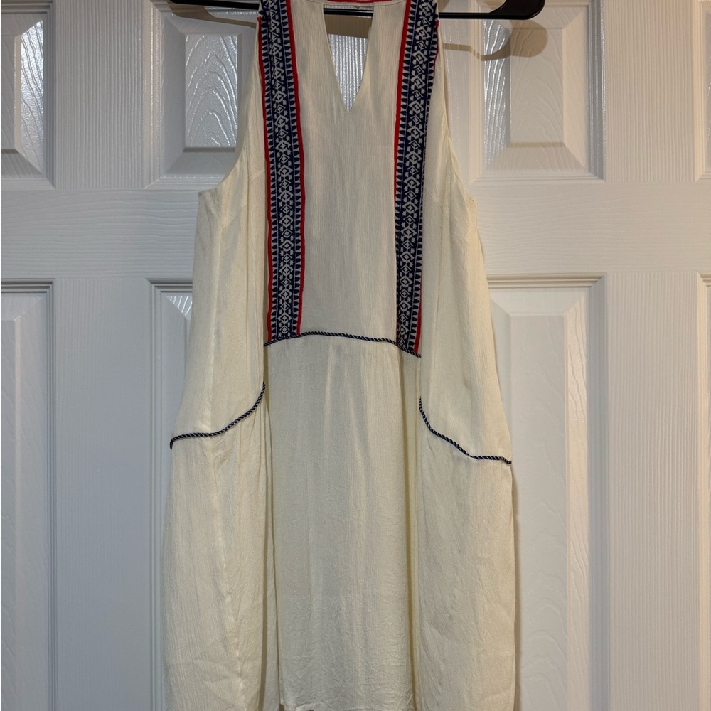 THML Cream Dress with Red and Blue Accents
